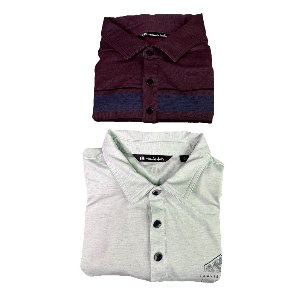 Lot of 2 Travis Matthew Golf Polo Shirts size XL Maroon‎ Teal Short Sleeve